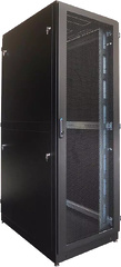 Шкаф серверный ЦМО (ШТК-М-42.8.12-48АА-9005) напольный 42U 800x1200мм пер.дв.перфор. задн.дв.перфор.2-хст. направл.под закл.гайки 1200кг черный 1055мм 176кг 180град. 2030мм IP20 металл