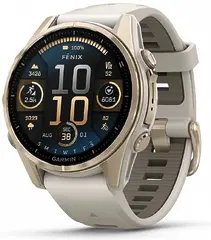 Смарт-часы Garmin Fenix 8 43мм 1.3" AMOLED корп.золотистый рем.серый разм.брасл.:108-182мм (010-02903-11)